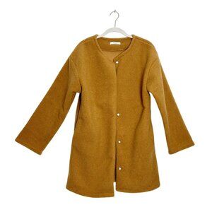 Fashion Star Quality Polyester Button Front Coat in Lt. Camel Brown - Sz S/M